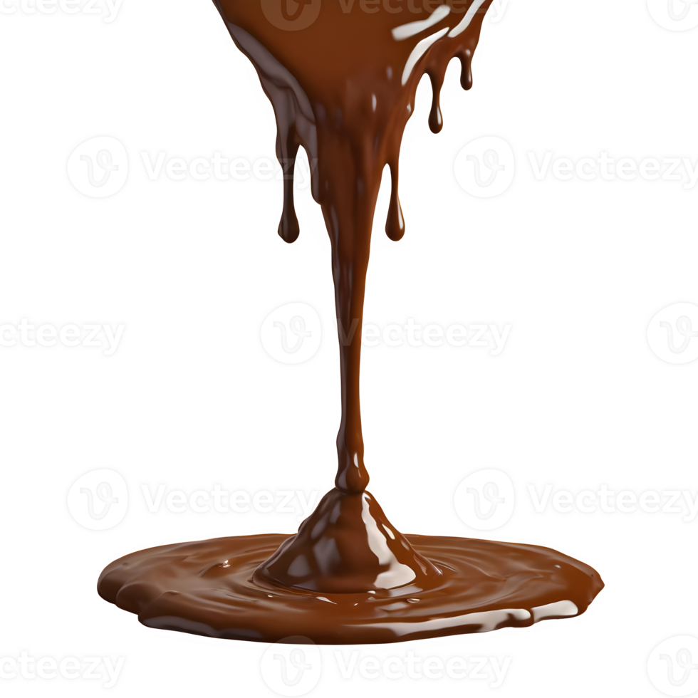 AI generated A stream of melted chocolate isolated on transparent background png