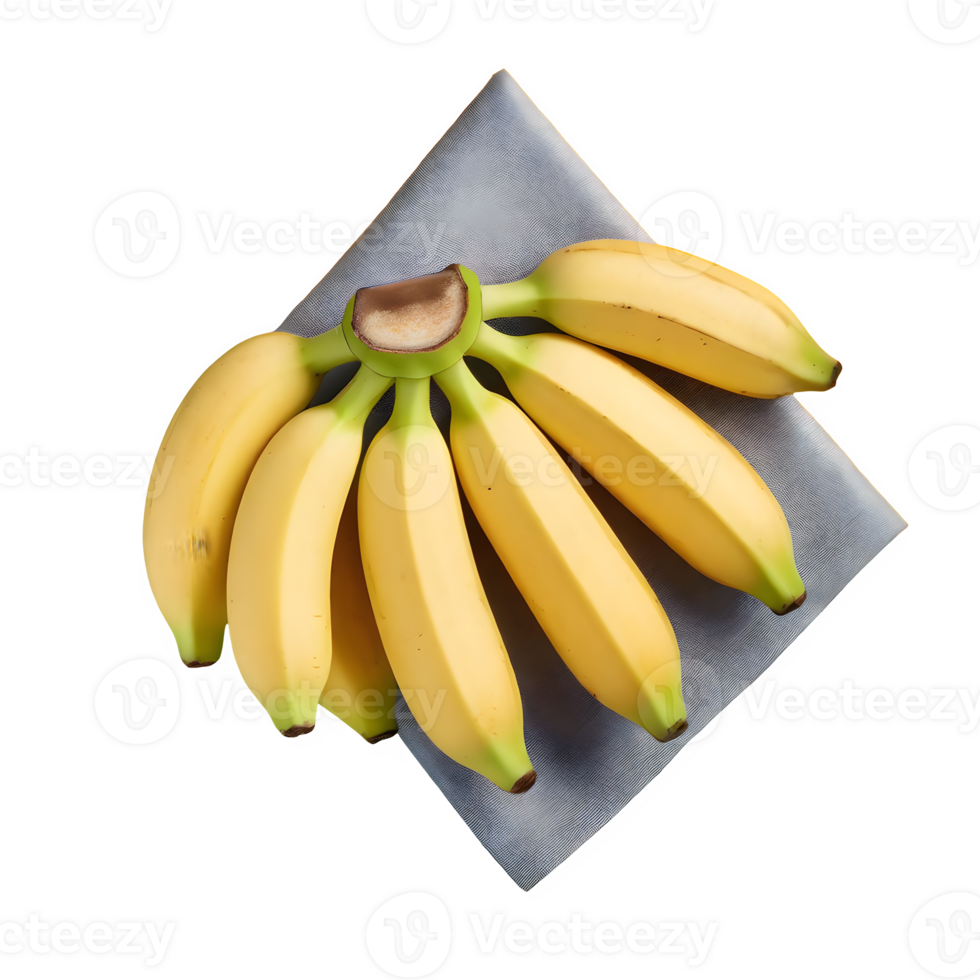 AI generated Top view of ripe baby bananas isolated on transparent background png