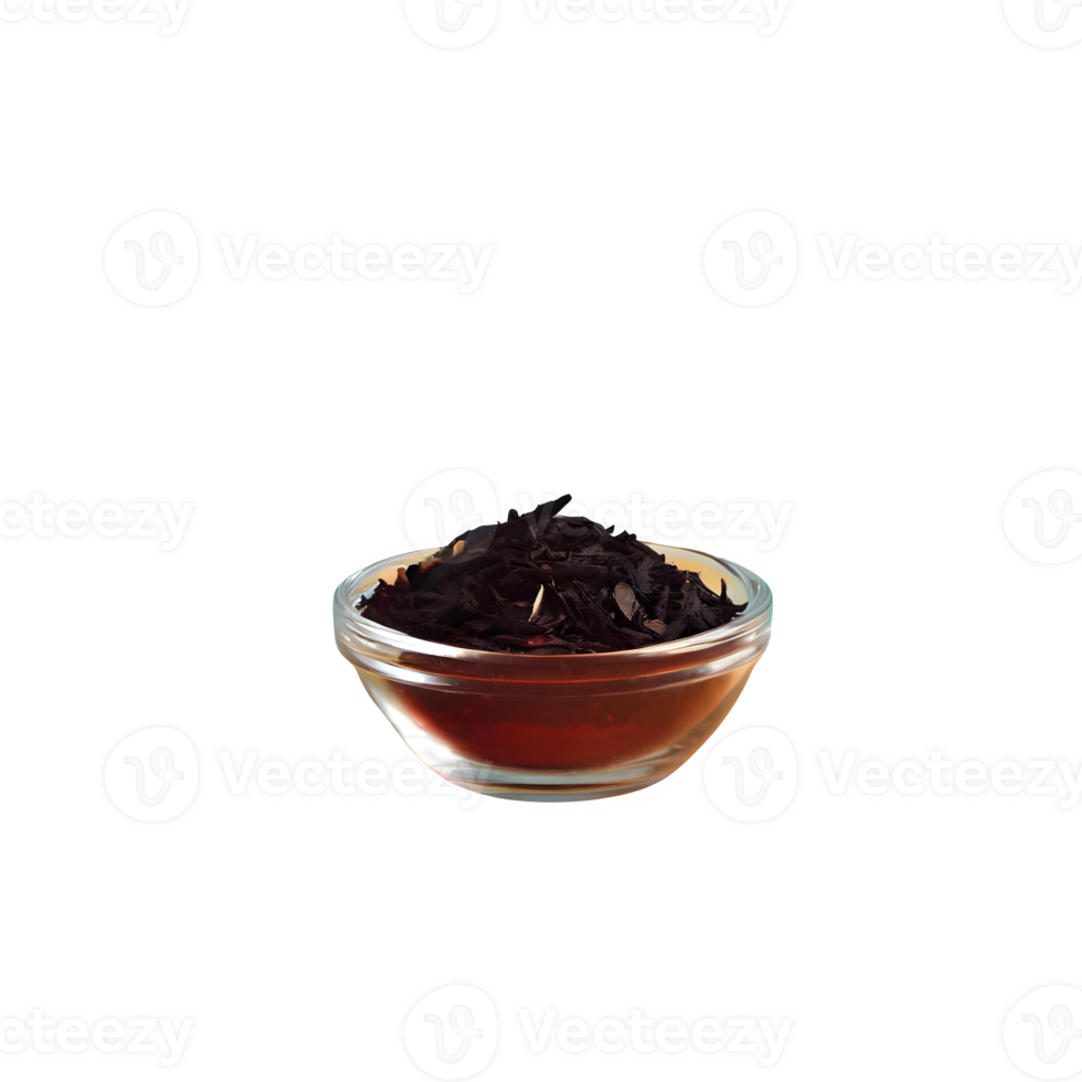 AI generated Black tea held in a glass bowl isolated on transparent background png