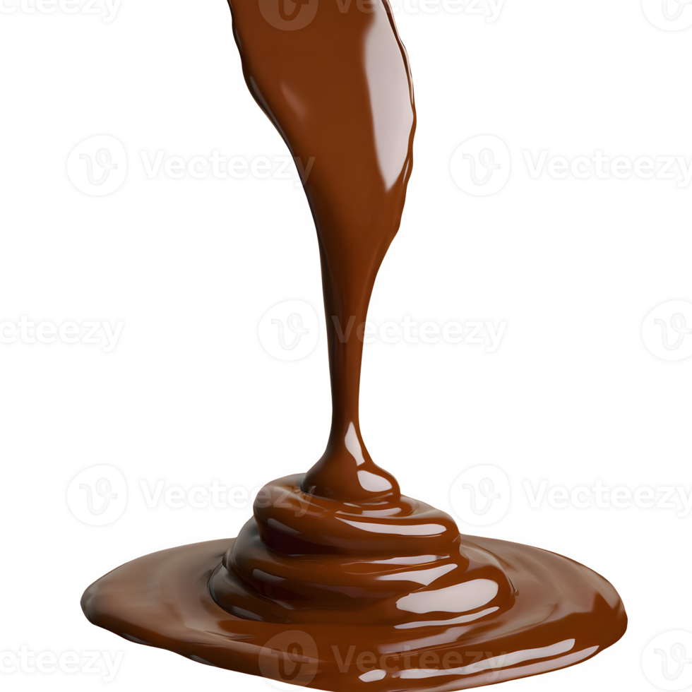 AI generated A stream of melted chocolate isolated on transparent background png