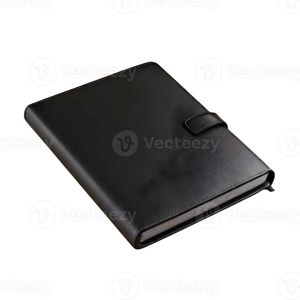 AI generated Black leather notebook isolated on transparent background png