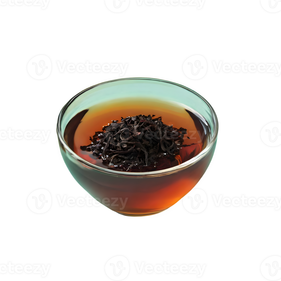 AI generated Black tea held in a glass bowl isolated on transparent background png