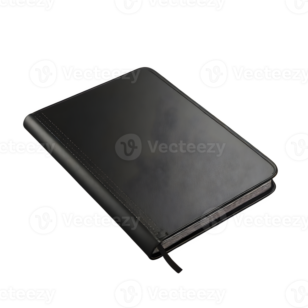 AI generated Black leather notebook isolated on transparent background png