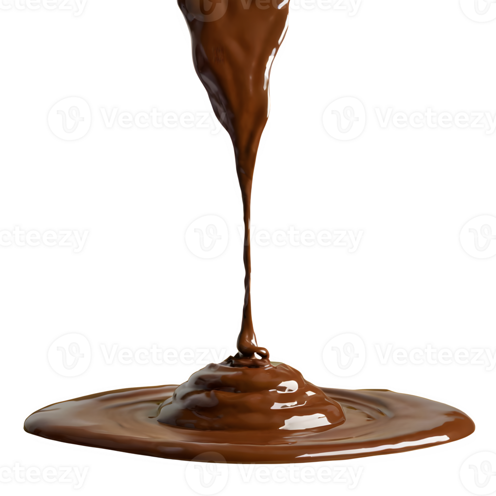 AI generated A stream of melted chocolate isolated on transparent background png