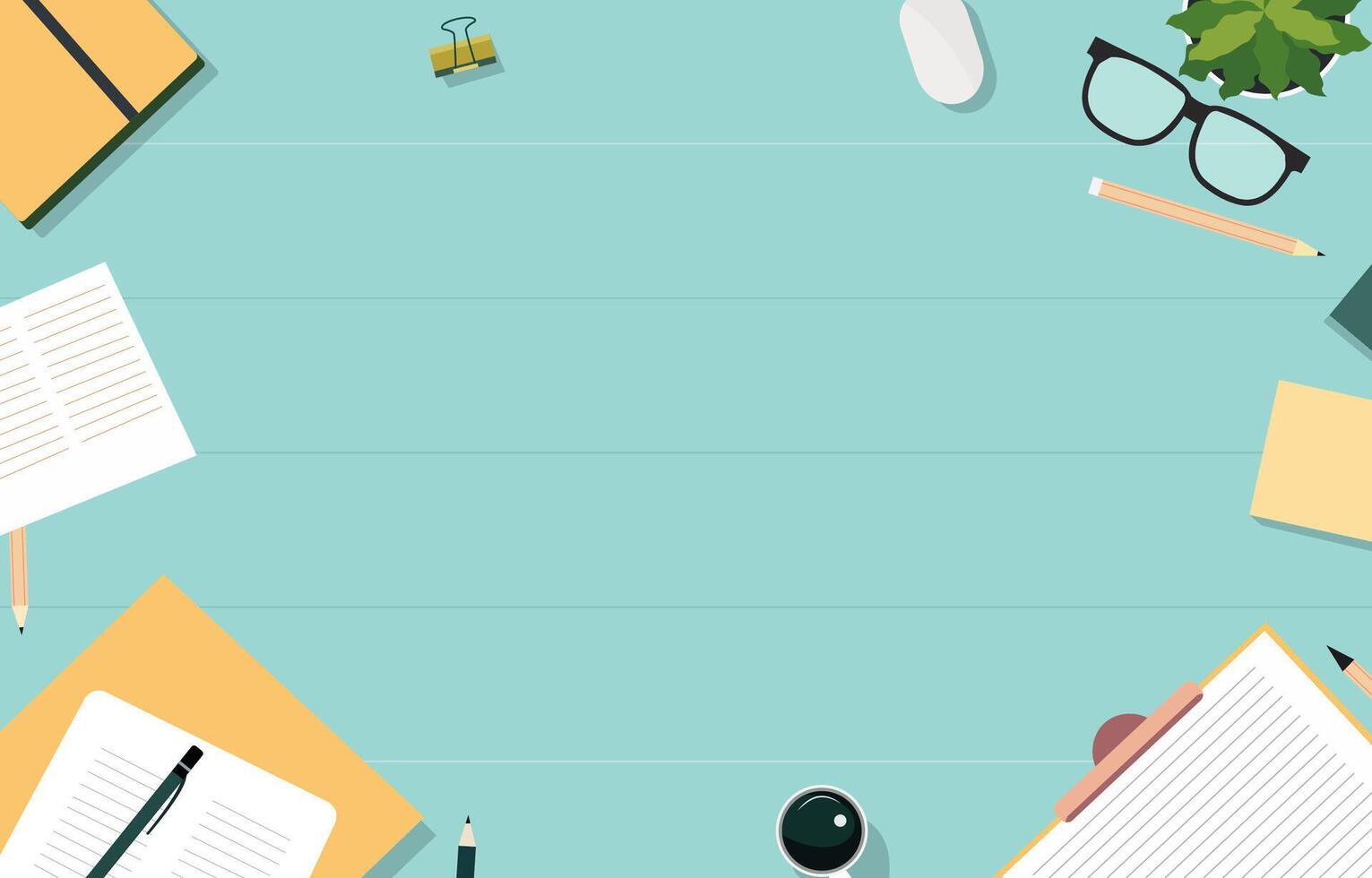 Clean Green Work Desk with Copy Space in the Middle vector