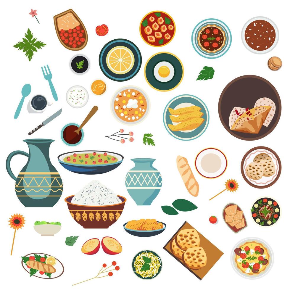 ilustración de nowruz comida elementos vector