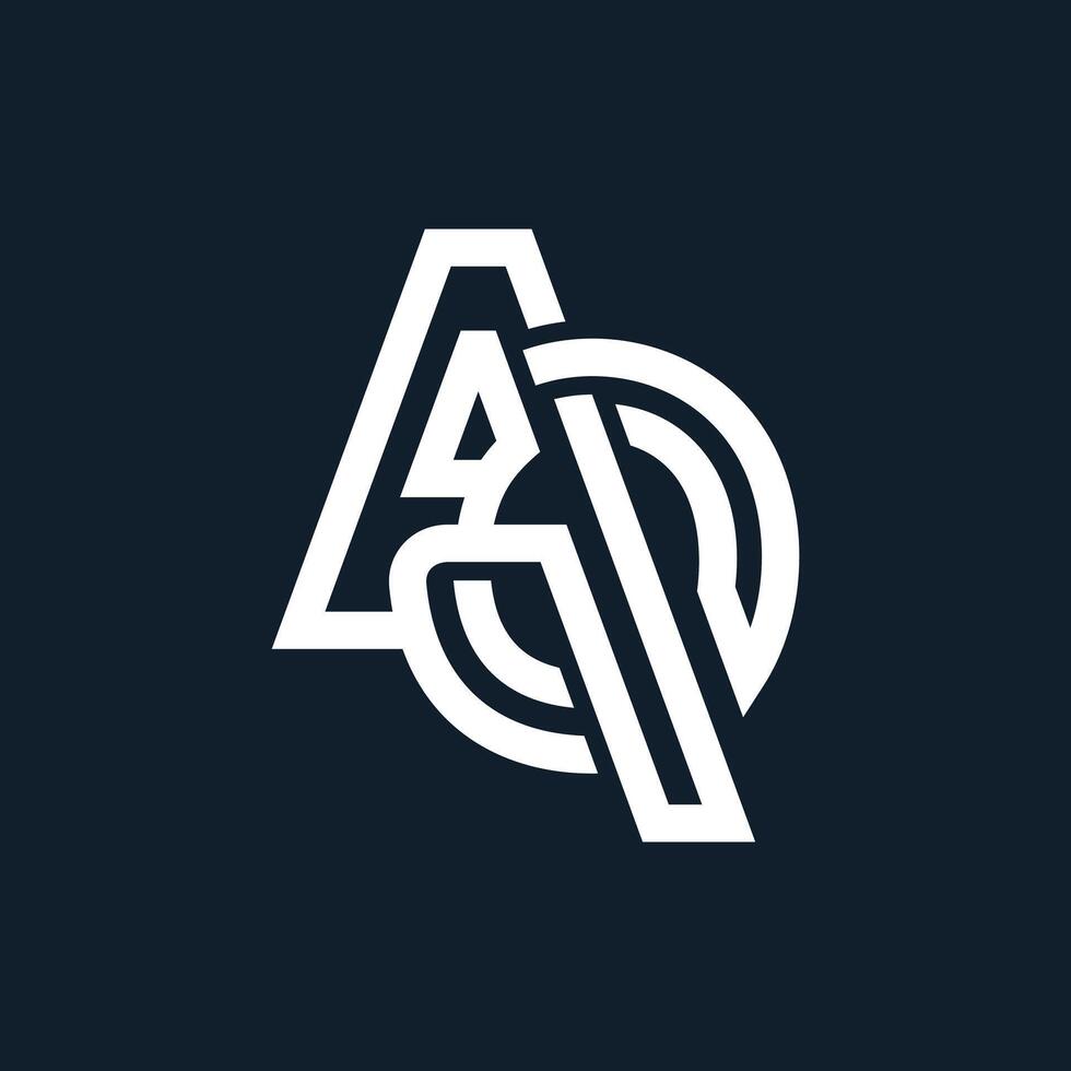 AQ line abstract monogram logo design, logotype element for templates on blue background vector