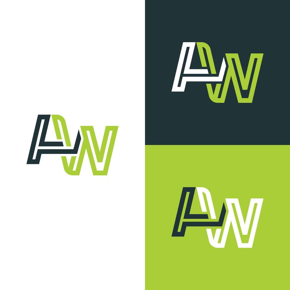 inicial moderno diseño de combinación letra un y w logo, adecuado para tu diseño en verde antecedentes color vector