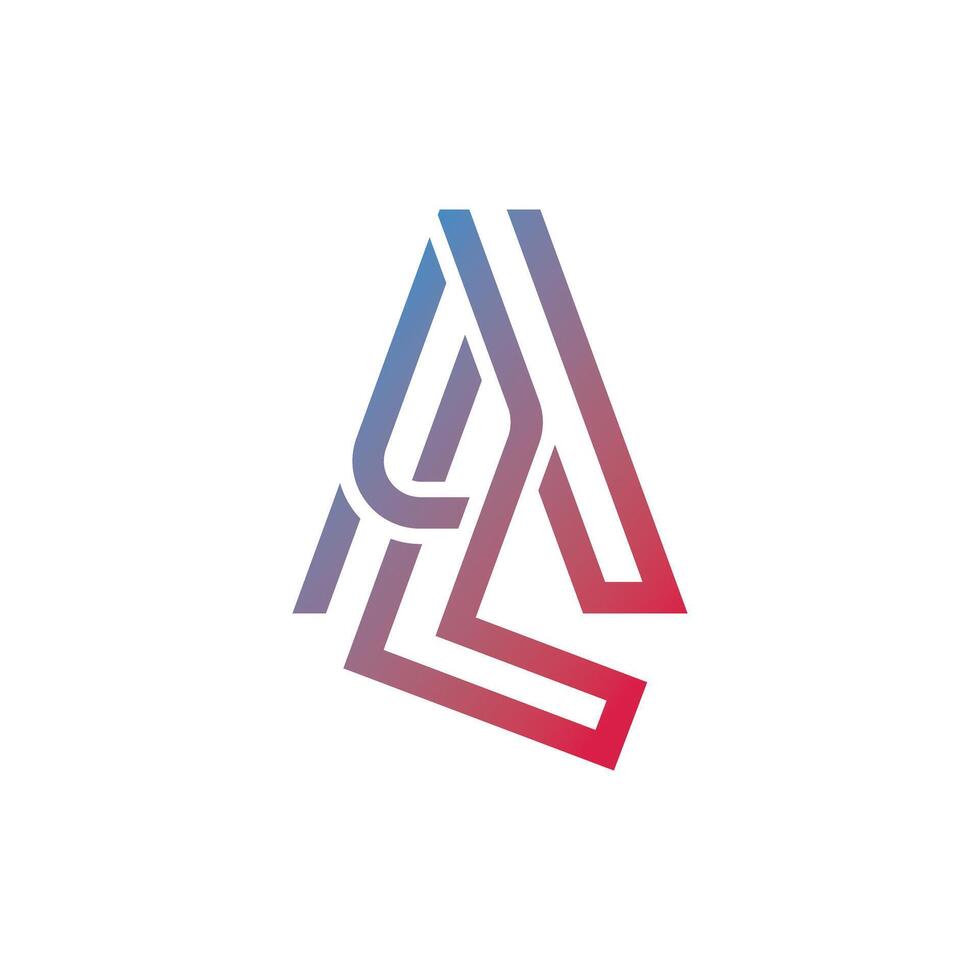 Initial AL line monogram logo design, vector illustration on white background in gradient style logo