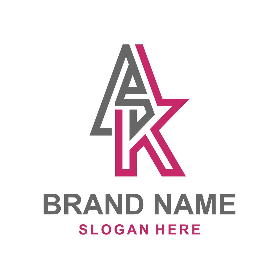 Letter AK modern stylish illustration logo design template, logo on white background vector