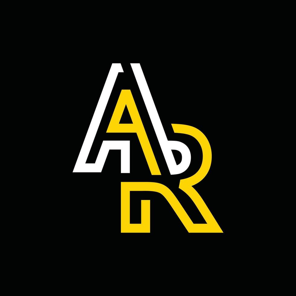 Letter AR Monogram logo design, letter logo template vector on black background