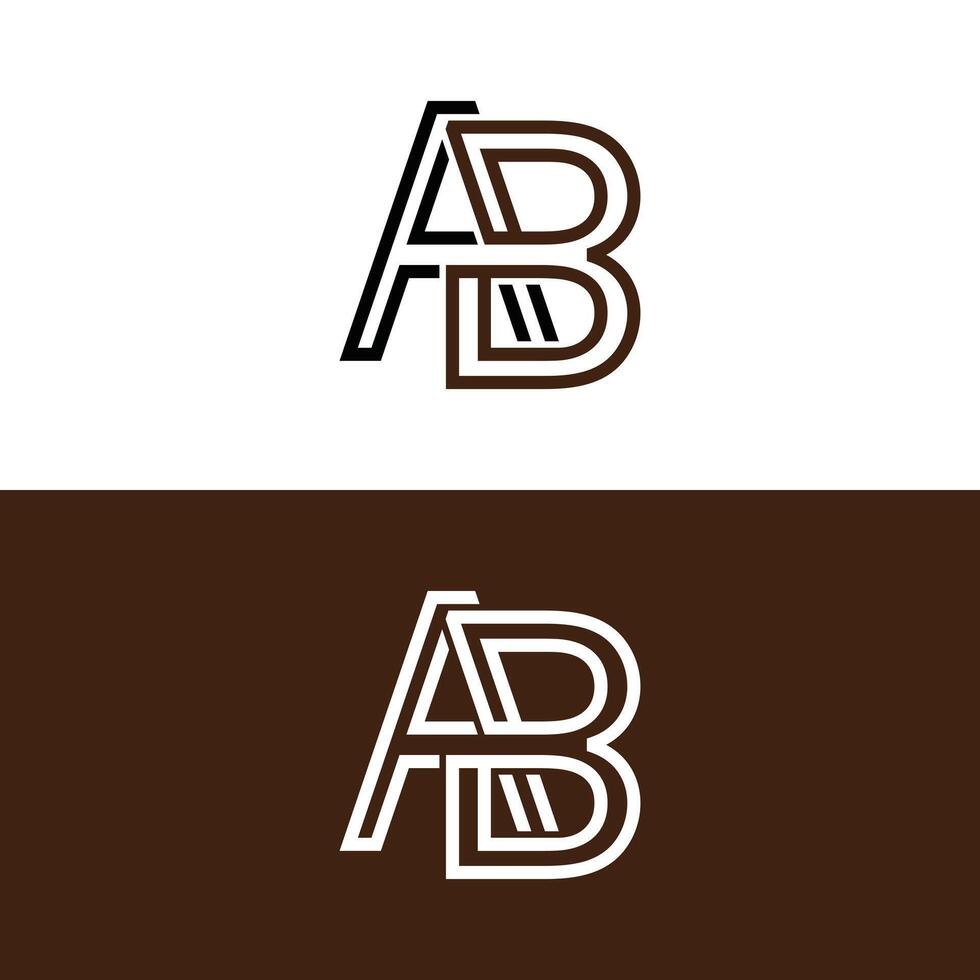 Letter AB vector logo design, logo in line style modern design template in brown background