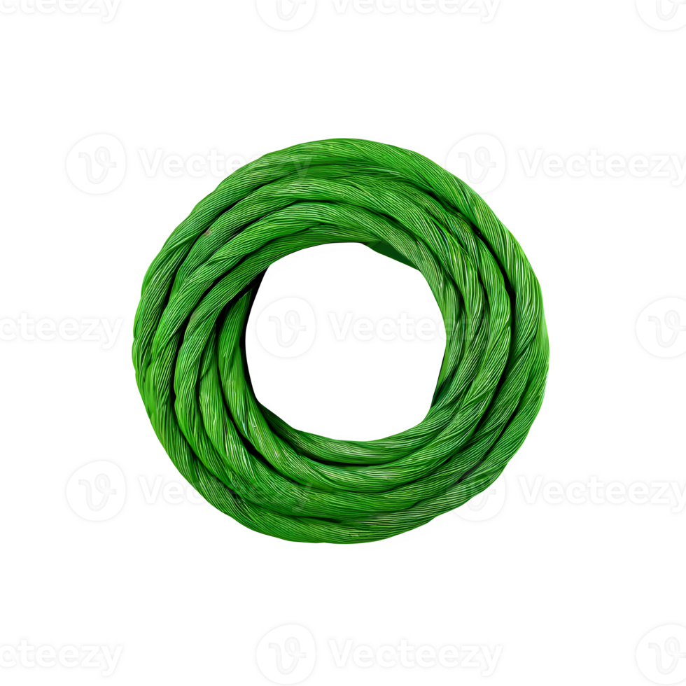 AI generated A plastic rope of green color is coiled and placed isolated on transparent background png