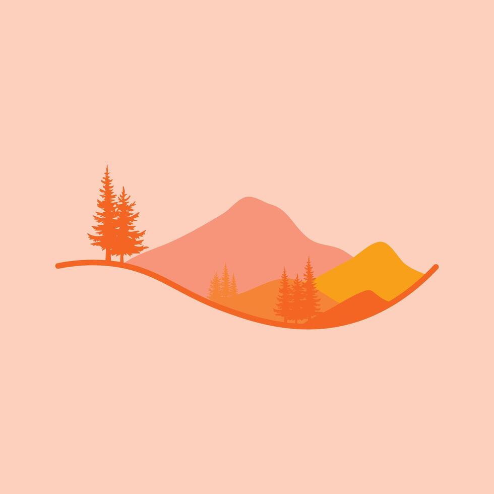 Mountains And Forest Landscape Illustration design vector