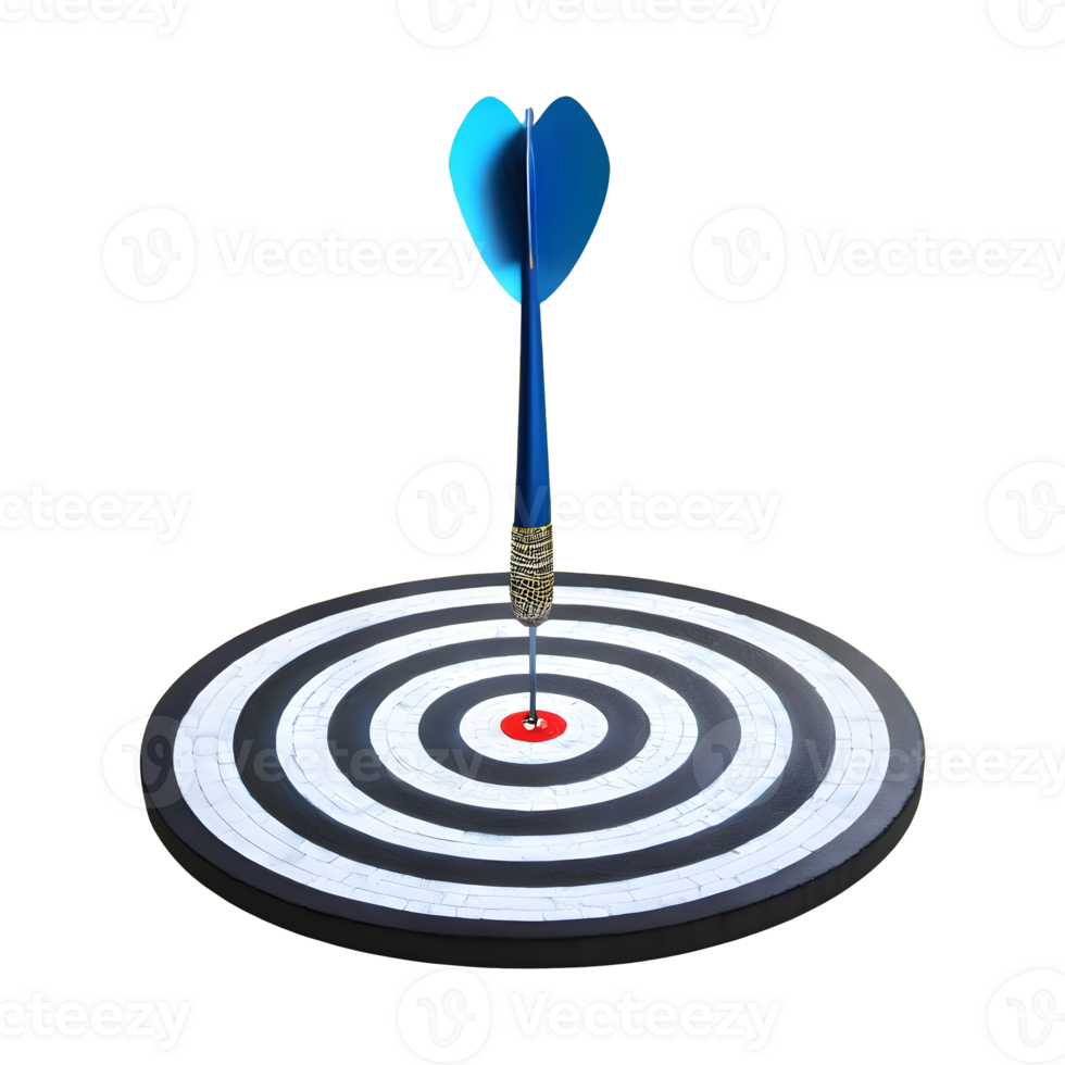 ai généré 3d dard frappe sur cible à le centre affaires isolé sur transparent Contexte png