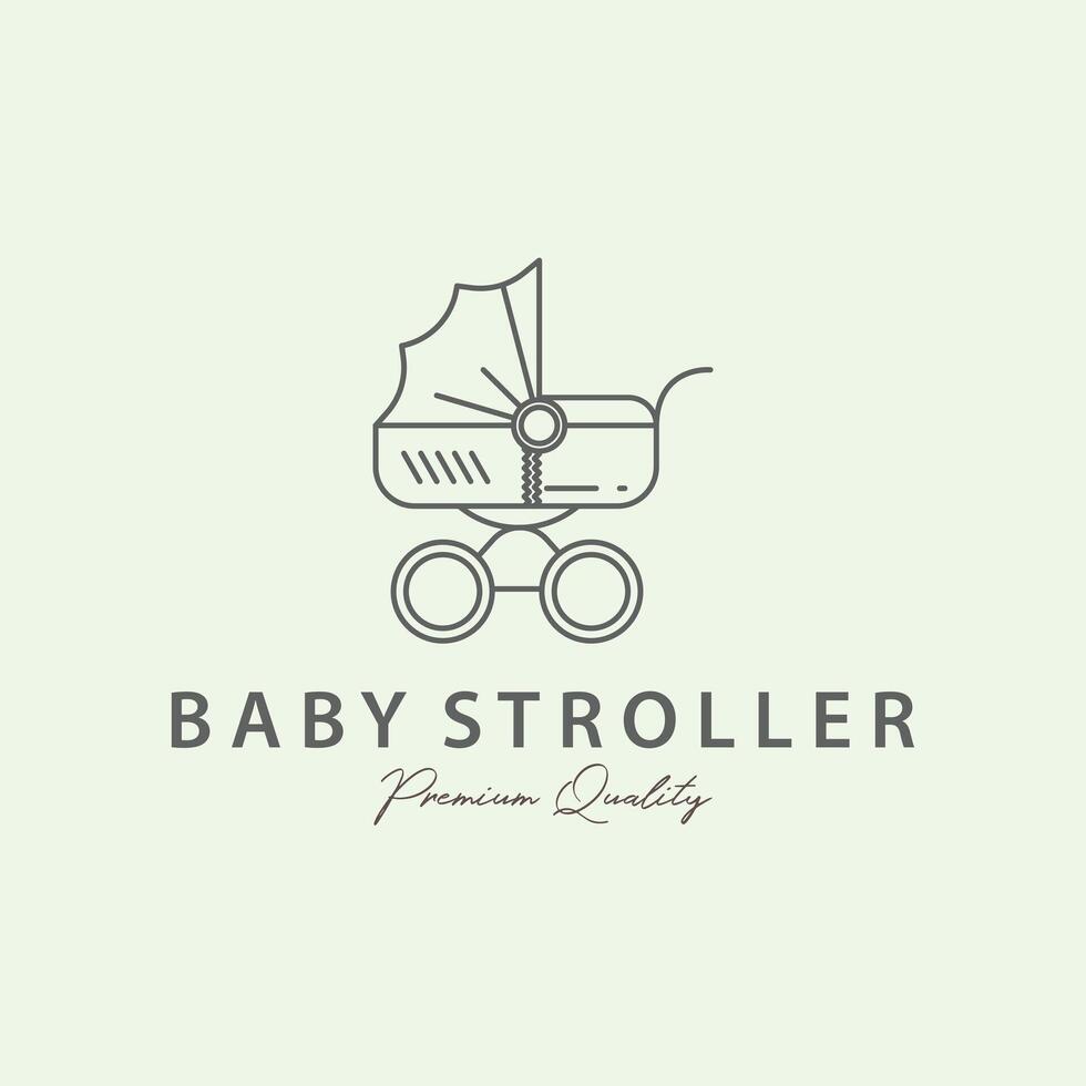 stroller baby vector line art minimalist illustration design icon