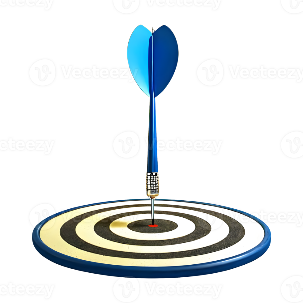 AI generated 3d dart hitting on target at the center business isolated on transparent background png