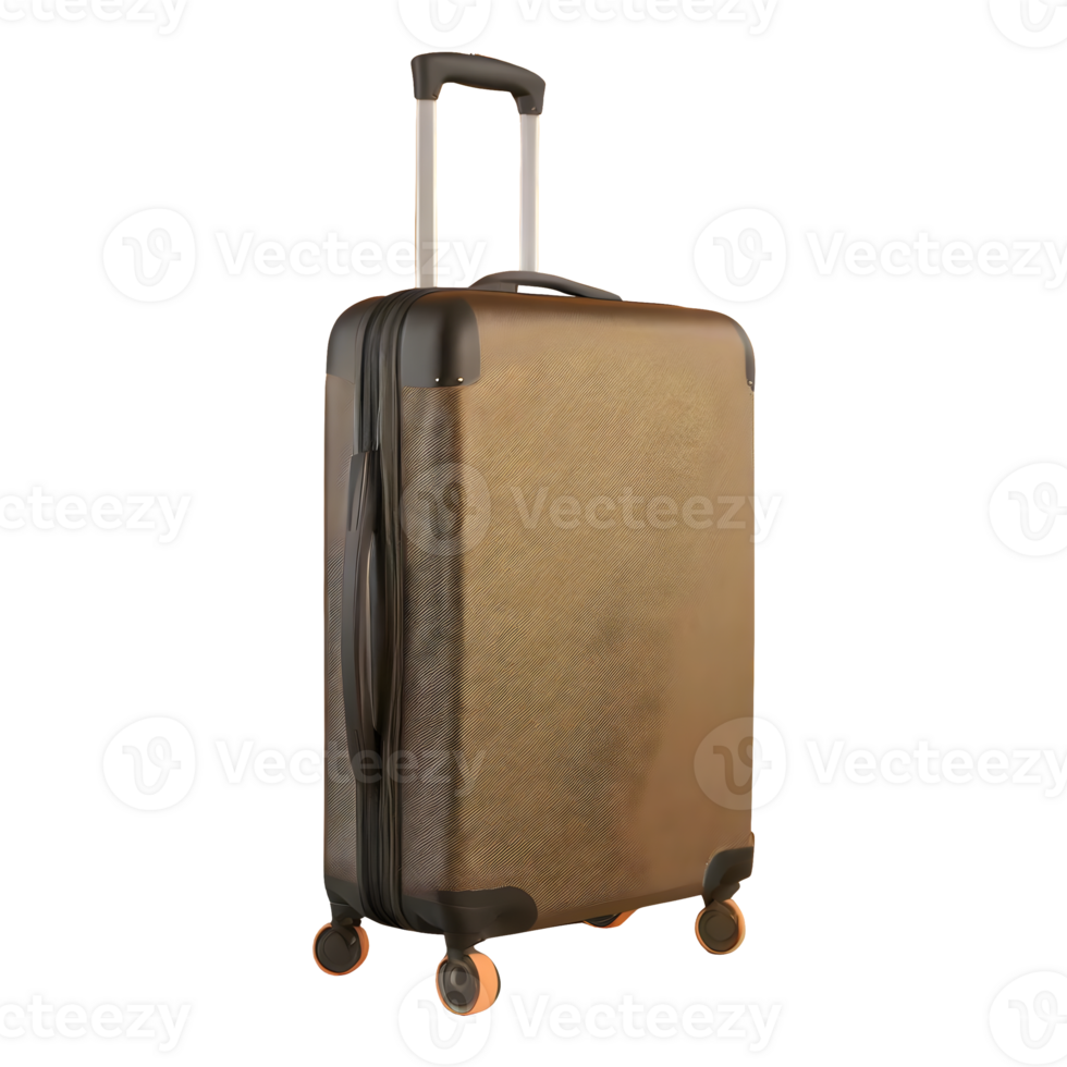 AI generated Large suitcase with wheels and handle isolated on transparent background png