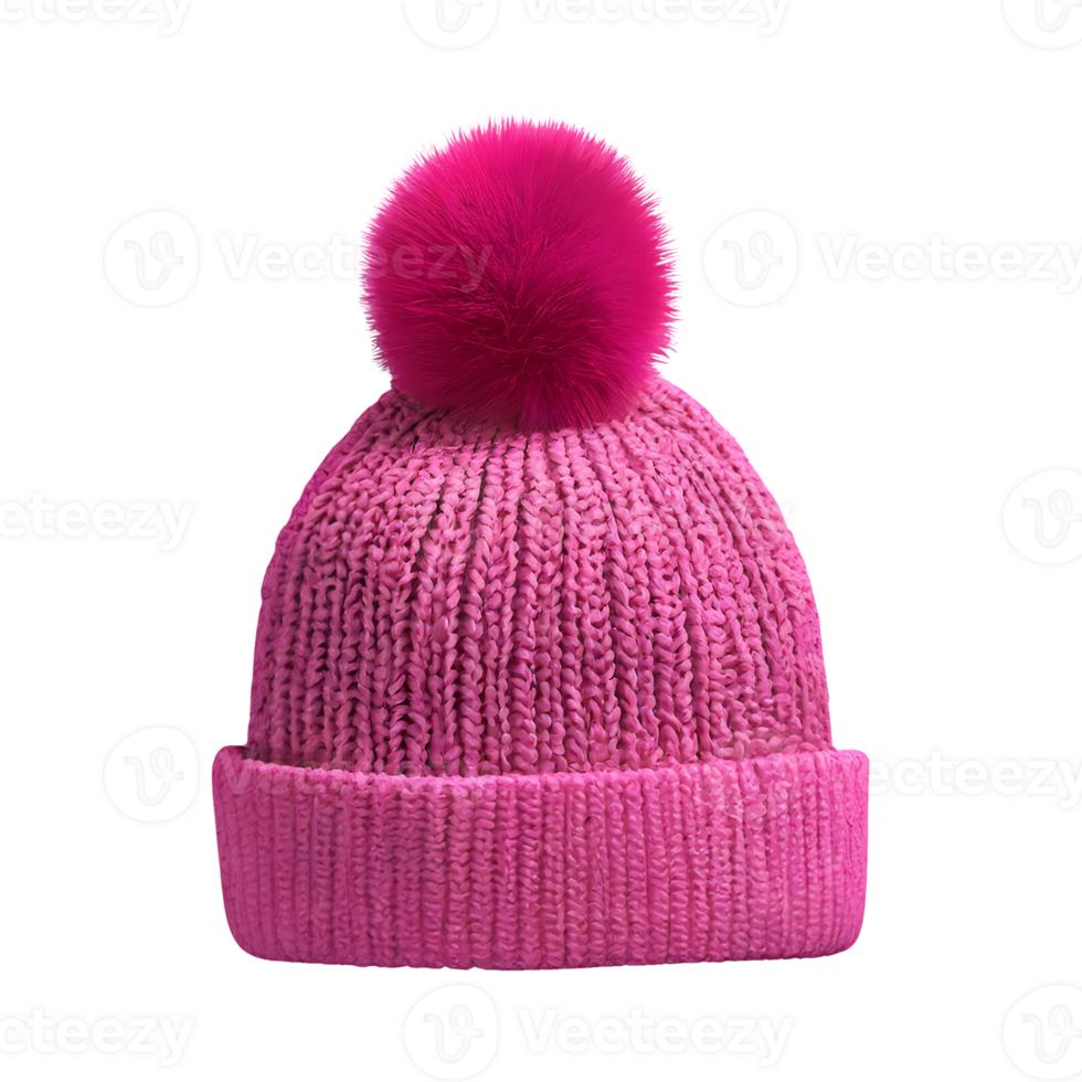 AI generated Knitted hat in pink color isolated on transparent background png