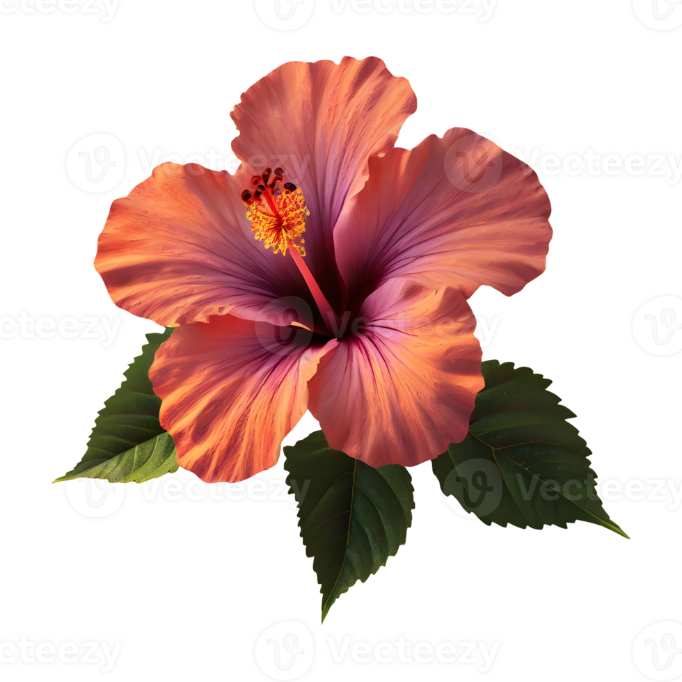 AI generated Sunset hibiscus flower isolated on transparent background png