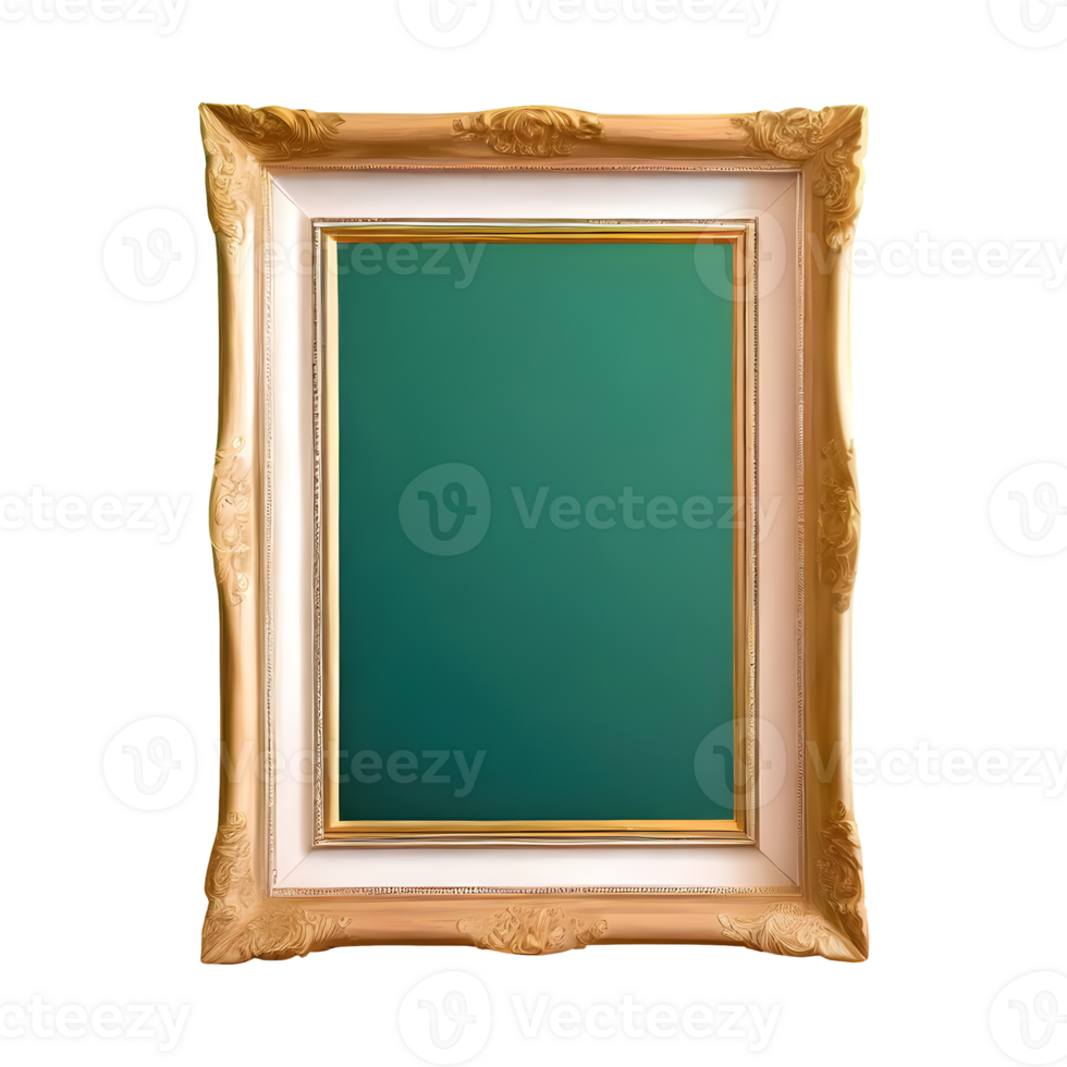 AI generated Classic frame skillfully carved isolated on transparent background png