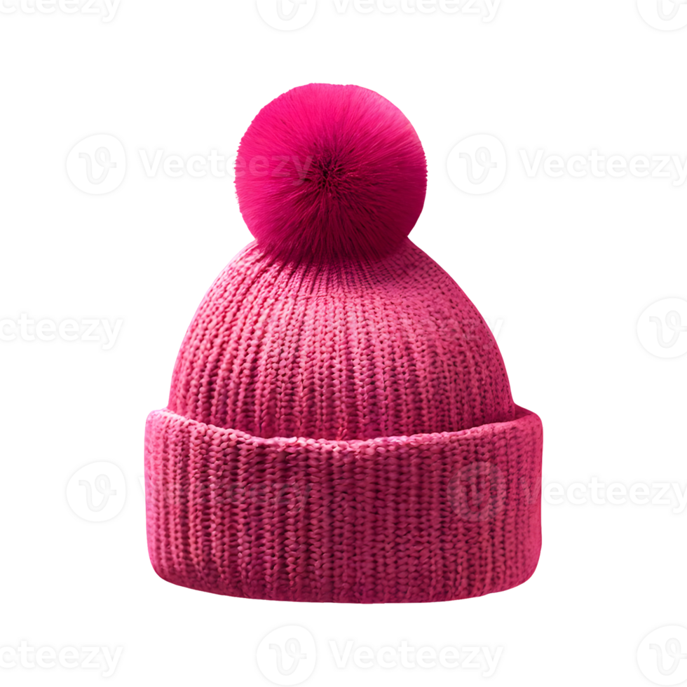 AI generated Knitted hat in pink color isolated on transparent background png