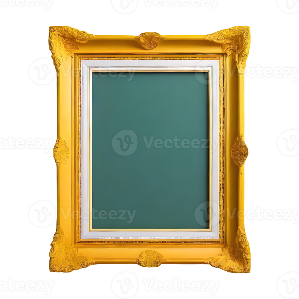 AI generated Classic frame skillfully carved isolated on transparent background png