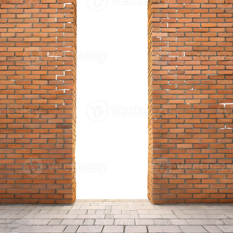 AI generated Brick wall and open gap isolated on transparent background png
