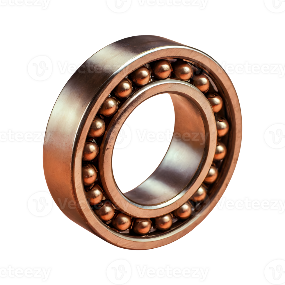 AI generated Ball bearing made of bronze with threads on the outside isolated on transparent background png