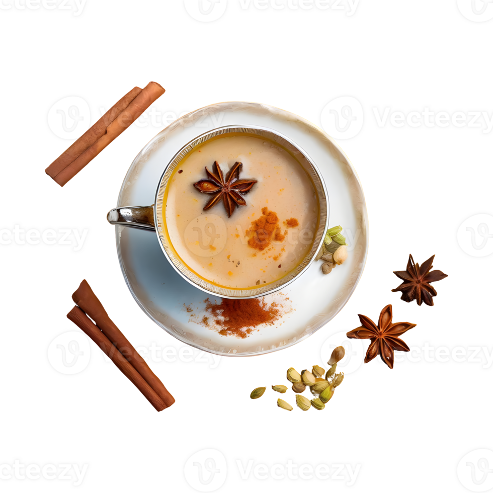 AI generated Tasty indian masala chai with spices isolated on transparent background png