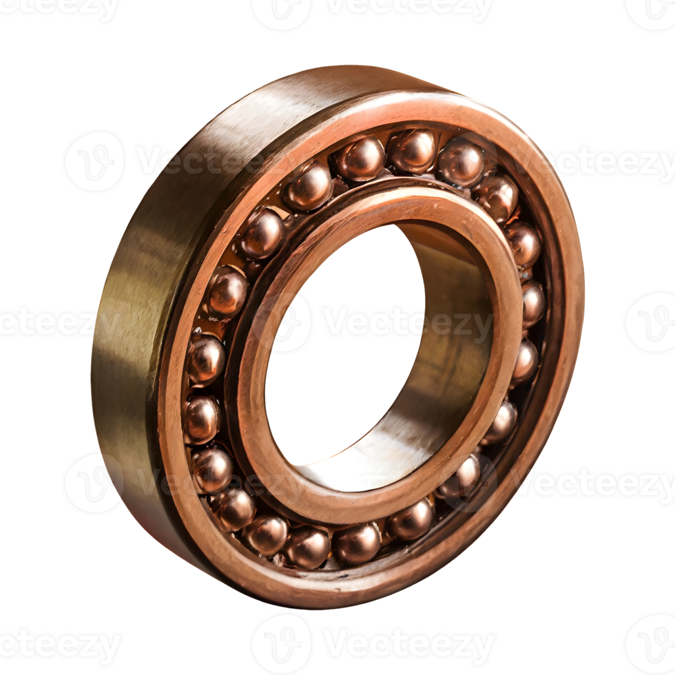 AI generated Ball bearing made of bronze with threads on the outside isolated on transparent background png