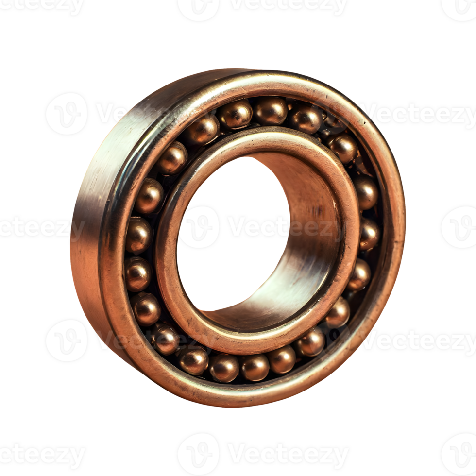 AI generated Ball bearing made of bronze with threads on the outside isolated on transparent background png