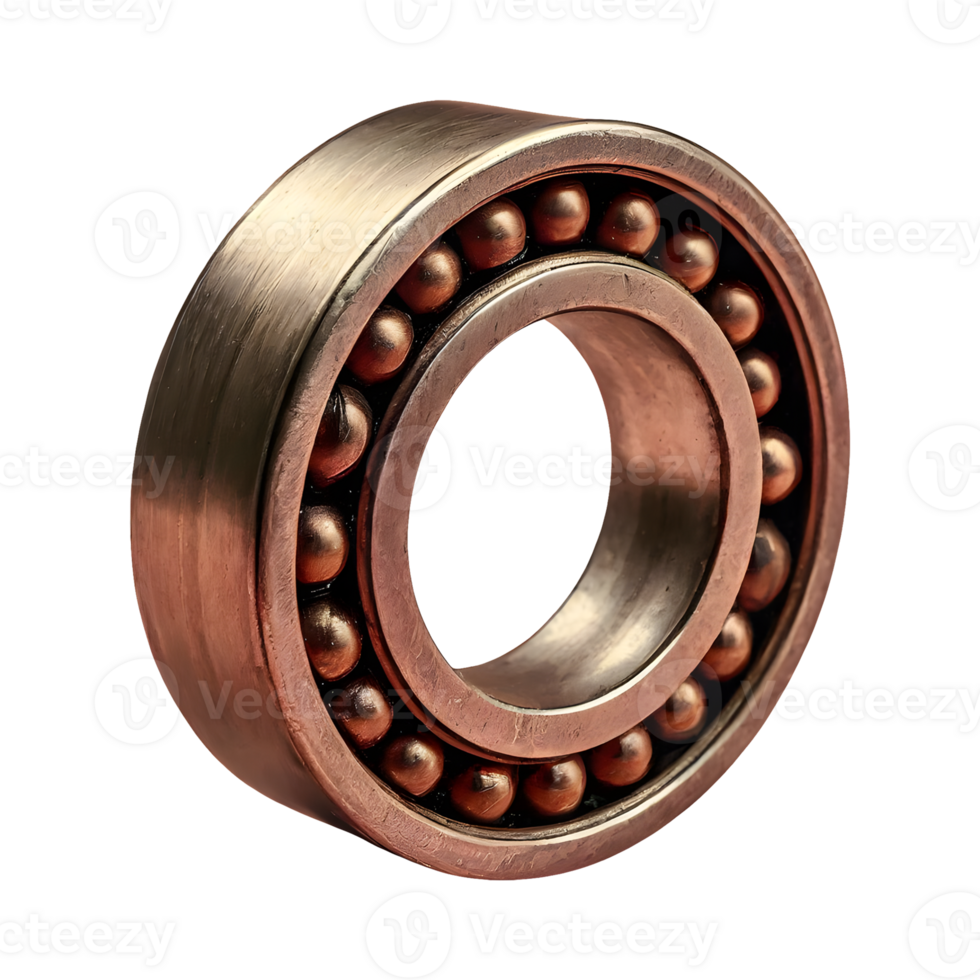 AI generated Ball bearing made of bronze with threads on the outside isolated on transparent background png