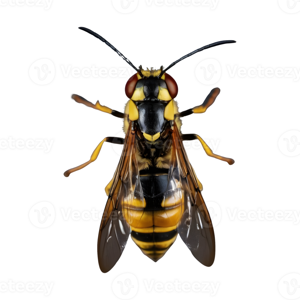 AI generated urocerus gigas a hornet or wood wasp against transparent background isolated png