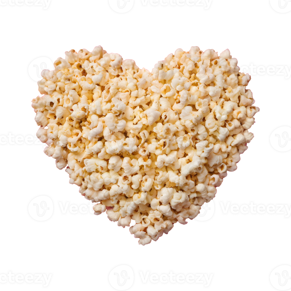 AI generated Heart shaped popcorn on a transparent background isolated png