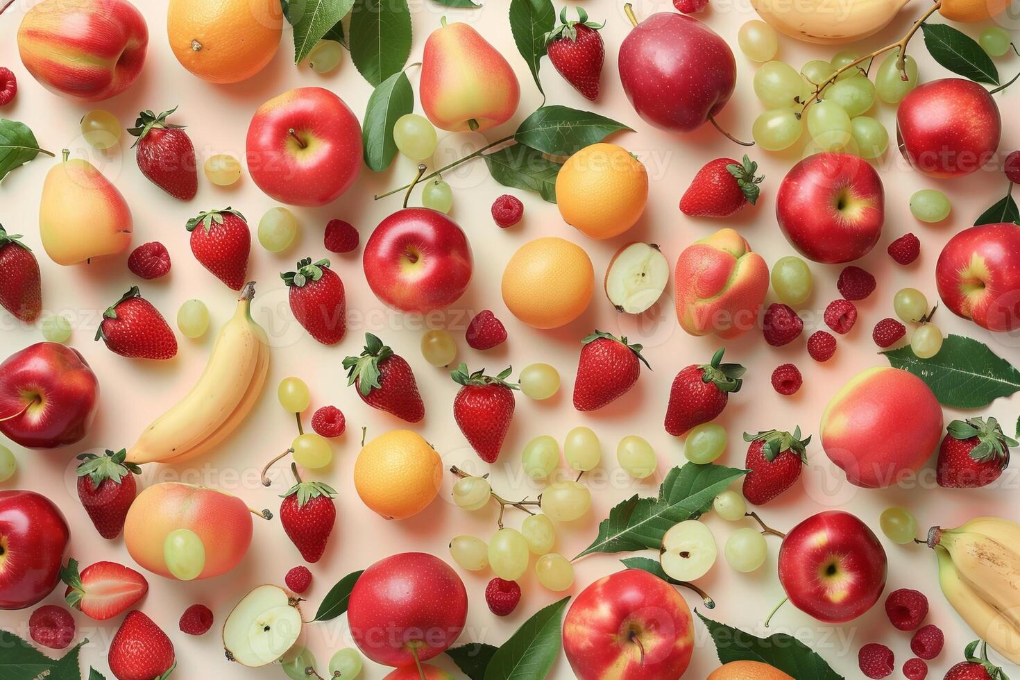 AI Generated Fresh summer fruit assortment on pastel background. Generative AI photo
