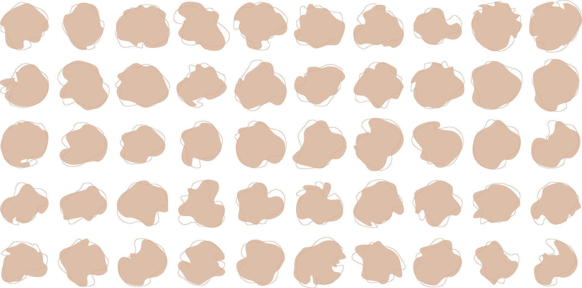 Hand Drawn Organic Shapes Liquid and fluid shape beige color symbol V2 50 Set 19 vector