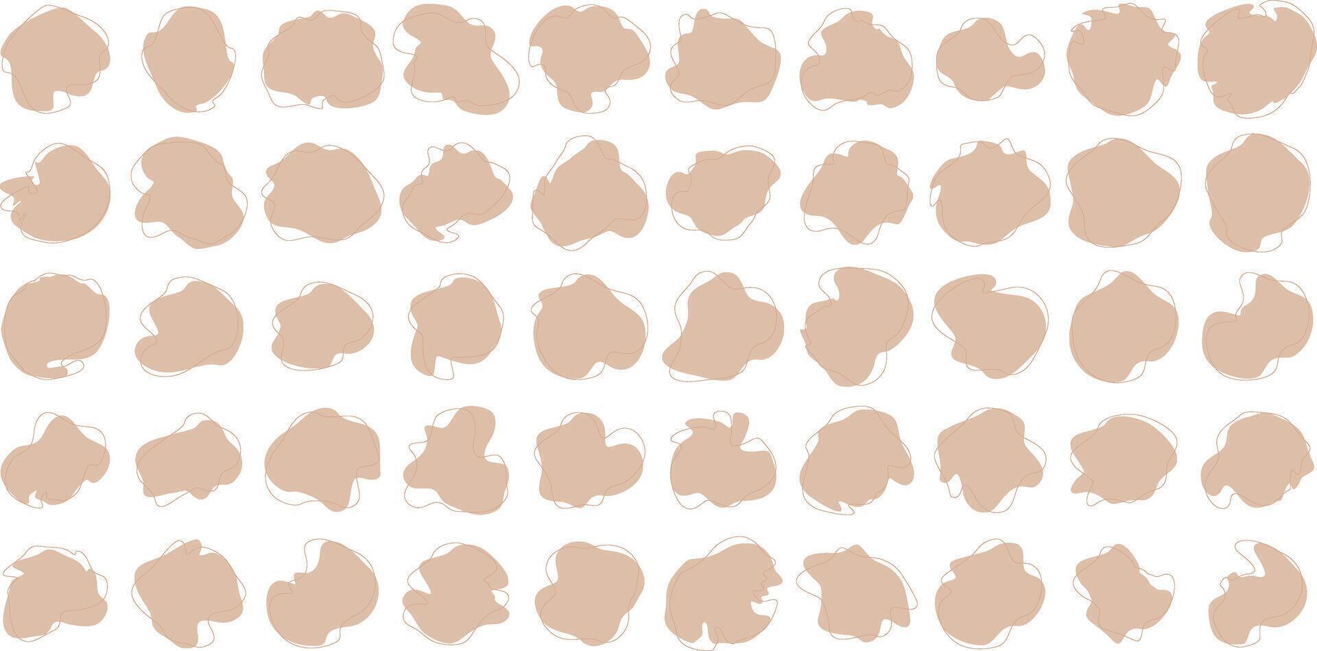 mano dibujado orgánico formas líquido y fluido forma beige color símbolo v2 50 conjunto 19 vector