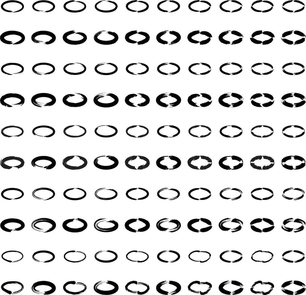 Hand Drawn Horizontal Oval Shape -100 -4 vector