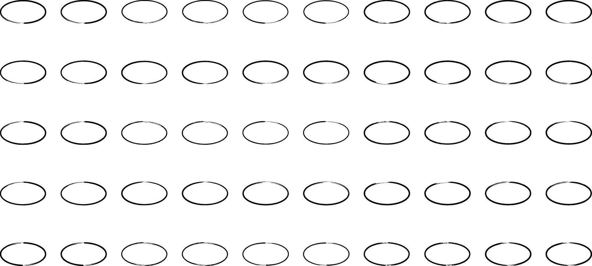 Hand Drawn Horizontal Oval Shape Thin Line 50 5 vector