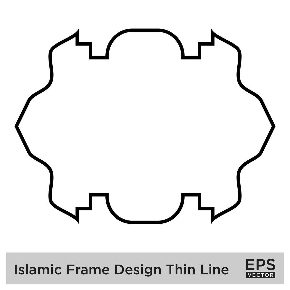 Islamic Frame Design Thin Line vector