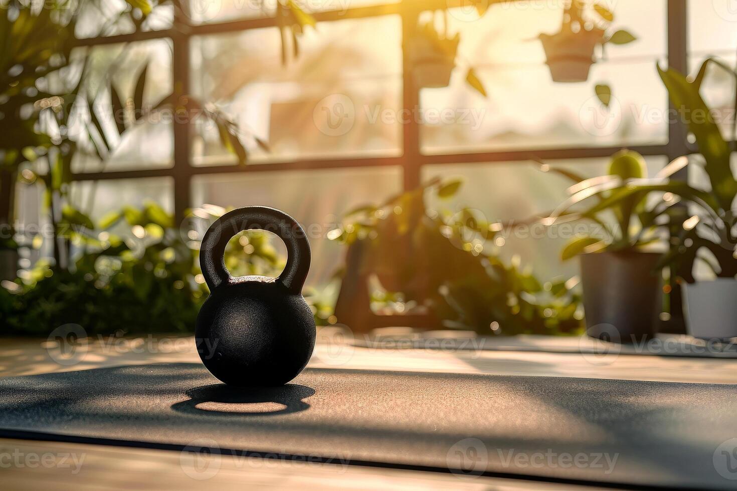AI generated a kettlebell for training in fitness room . generative ai photo