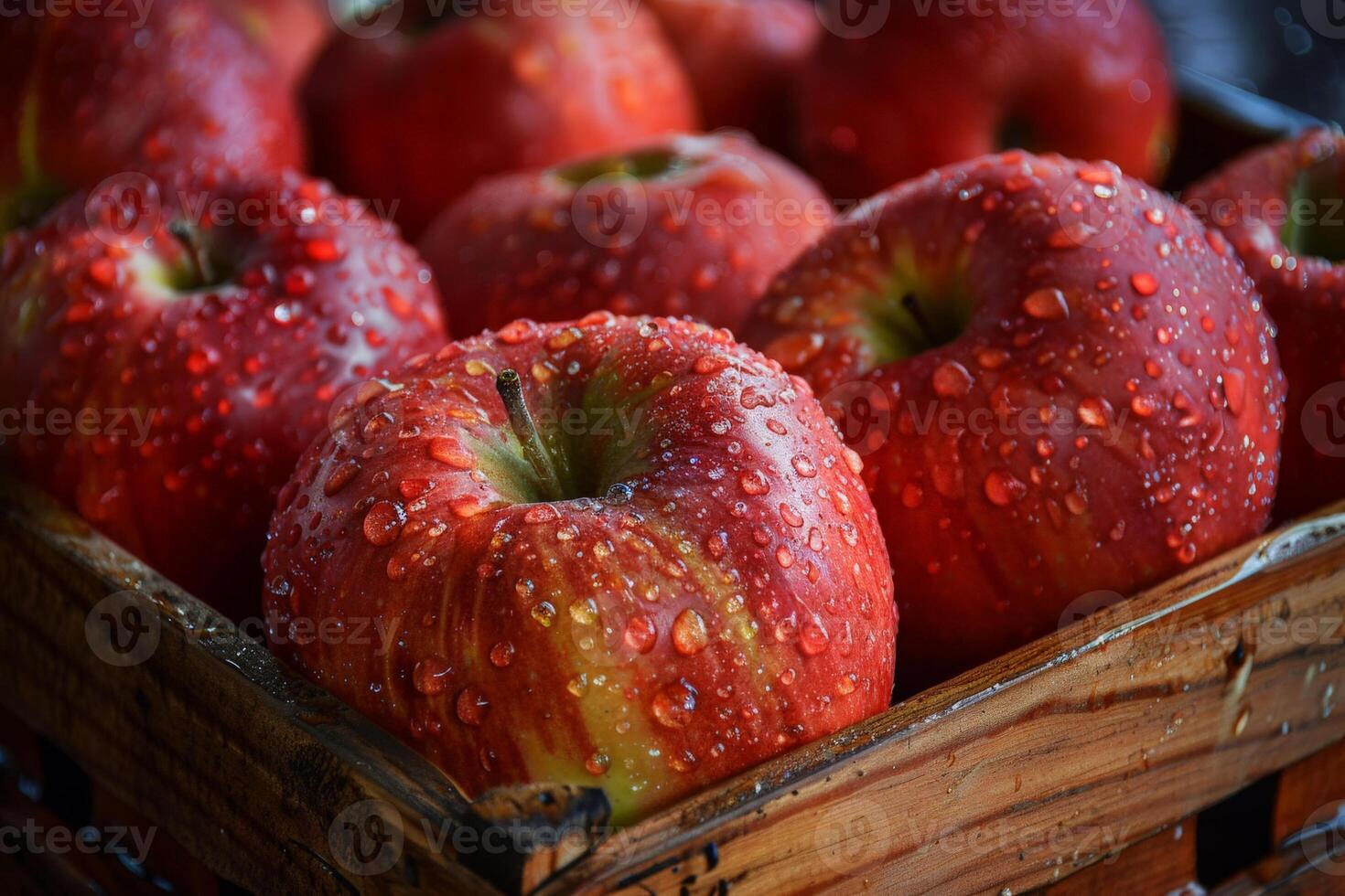 AI generated apples with water droplets on the top of the apples .healthy concepts.ai generative photo