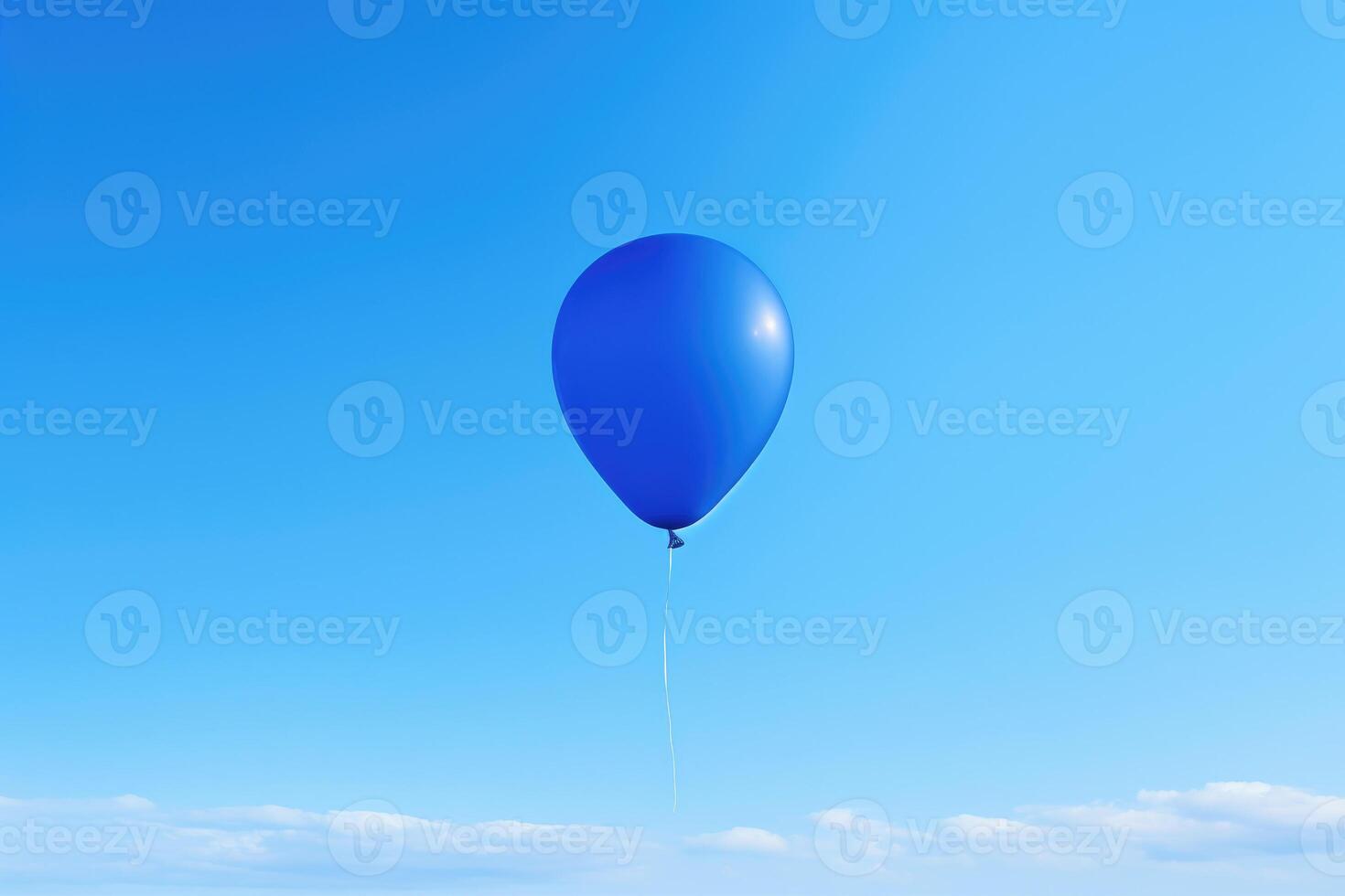 AI generated a blue balloon floating in the sky, banner with copy space for text. Generative A photo