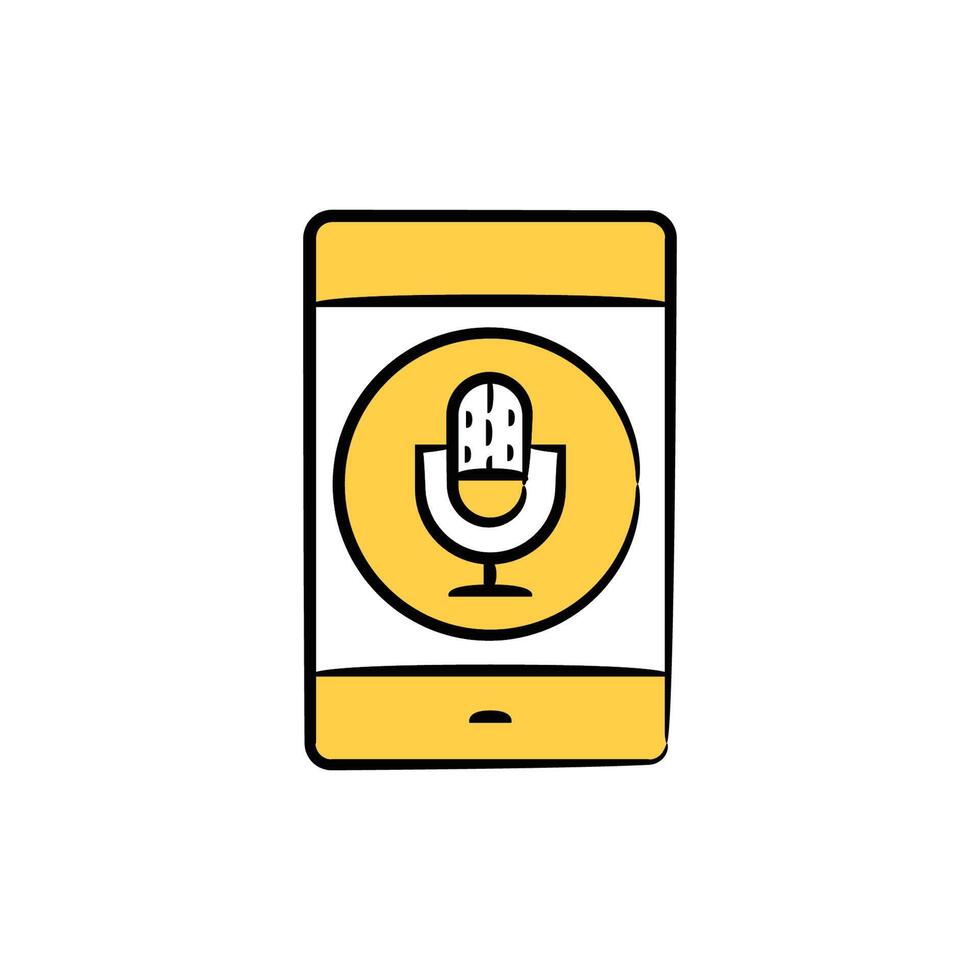 smartphone and microphone recode icon vector