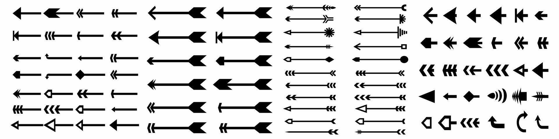 mega conjunto de flecha iconos recto, atrás, próximo, flecha, vector simbolos flecha icono conjunto aislado en blanco antecedentes