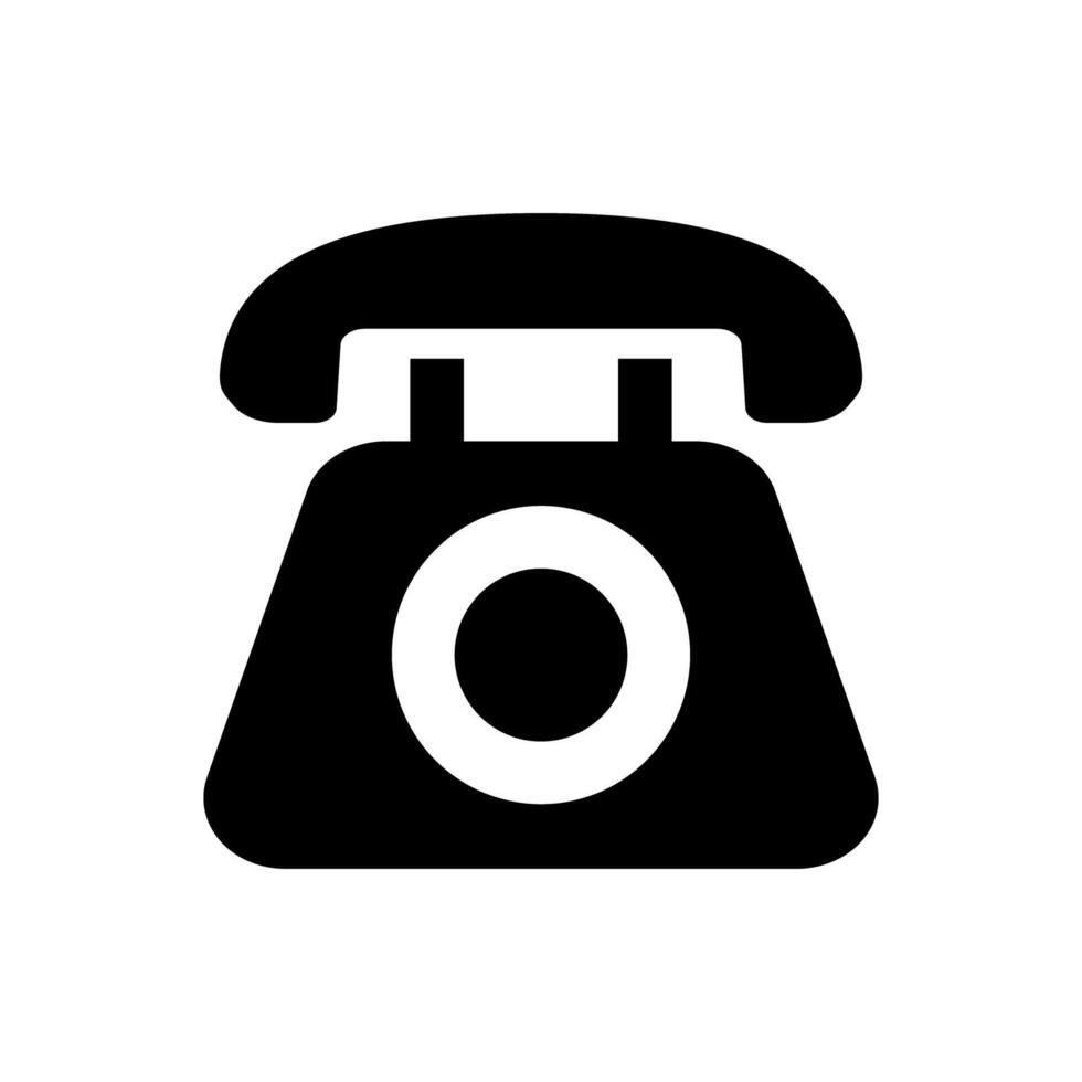 Black rotary-dial telephone. Vector. vector