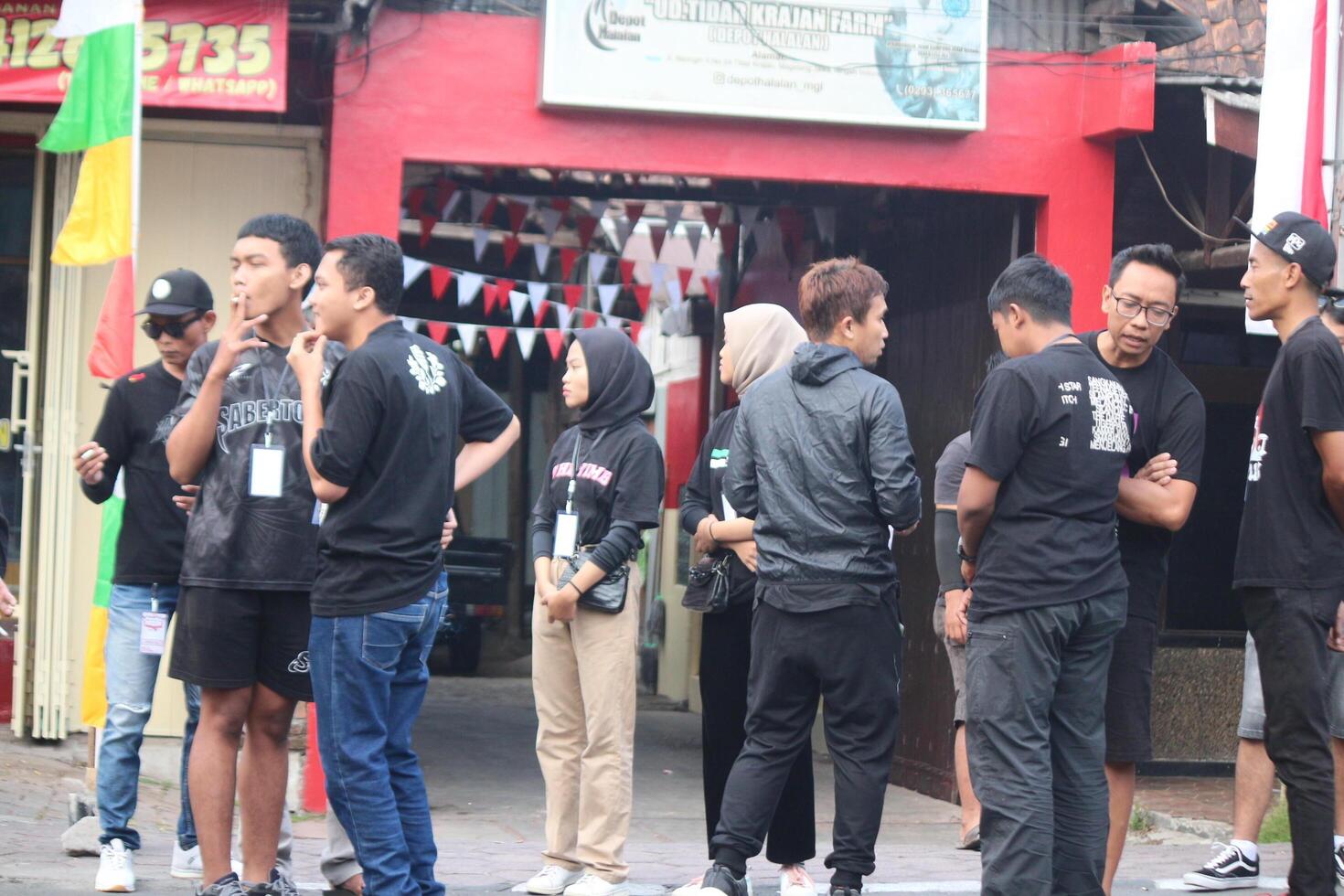 Magelang,central java,indonesia.08 17 2023.Get ready for a healthy walk in commemoration of the 78th Indonesian Independence Day photo