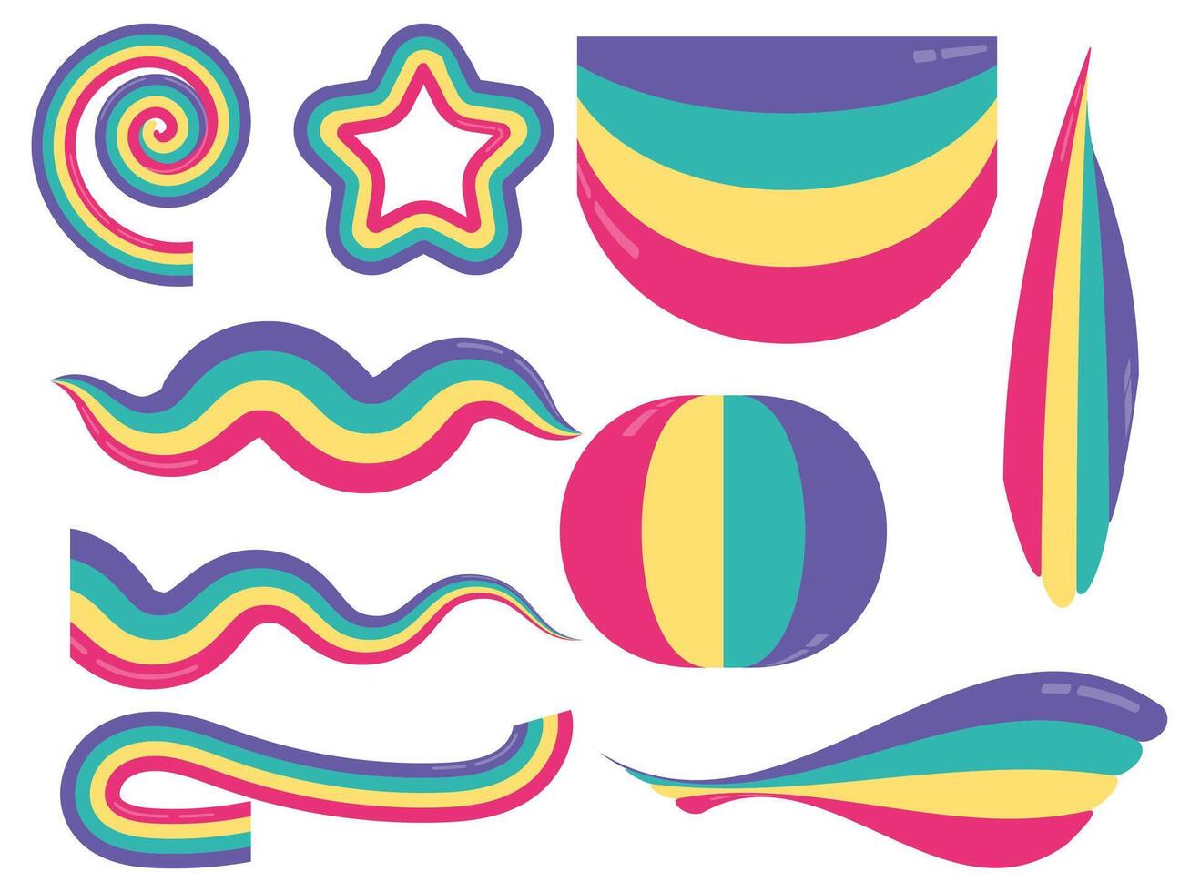 2Colorful abstract rainbow vector shape on a white background