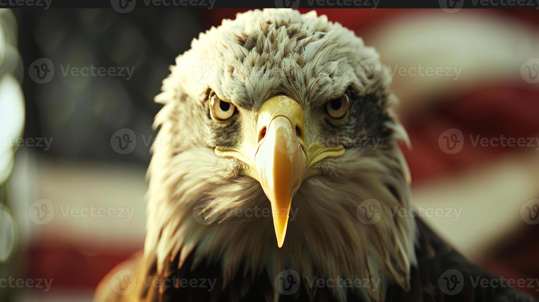 AI generated A proud American eagle sits on American USA flag . AI generated photo